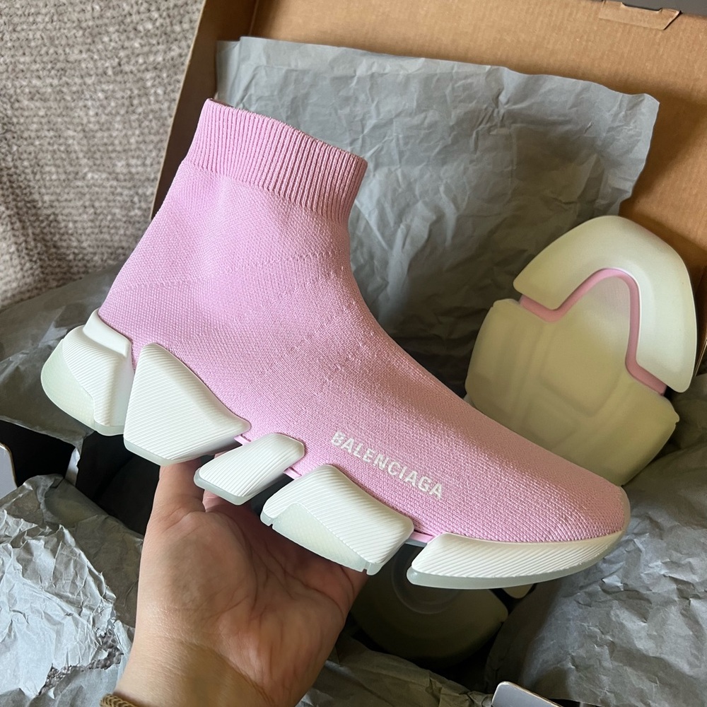 Balenciaga Speed 2.0 Pink/White/Transparent (Sock Sneaker)